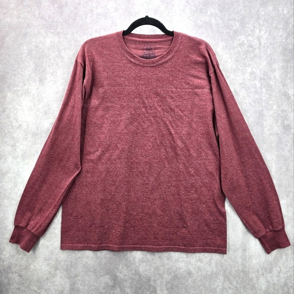 Fruit of the Loom Red Heather Longsleeve Top Pullover Tshirt Sweater Medium - Picture 1 of 4